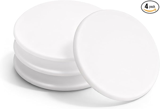 Probrico White Silicone Door Stoppers, 3.15" Round Self-Adhesive Wall Protector 4 Packs, Not-Clear Bumper for Wall/Cabinet Door Protecting, Soft Silicone Crash Pads-Quiet Door Opening