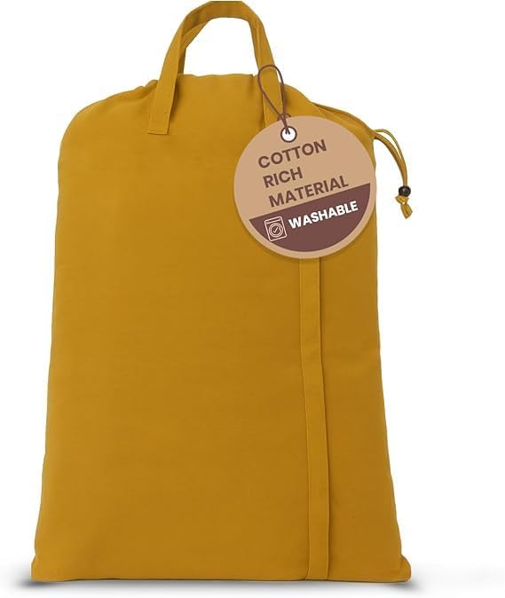 LFH Home Large Premium Cotton Canvas Laundry Bag with Drawstring and Handles Heavy Duty, Multi-Use, and Washable for Home, Travel, College or Storage 28x36 (Pack of 4)-Yellow