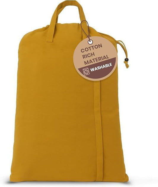 LFH Home Large Premium Cotton Canvas Laundry Bag with Drawstring and Handles Heavy Duty, Multi-Use, and Washable for Home, Travel, College or Storage 28x 40 (Pack of 6)-Yellow