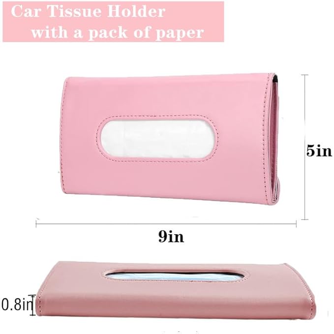 YVPSI Car Tissue Holder Sun Visor Napkin Holder with Tissue Refill Car Mask Holder PU Leather Tissue Box Tissue Box Holder Hanging Tissue Holder Mask Dispenser for Car