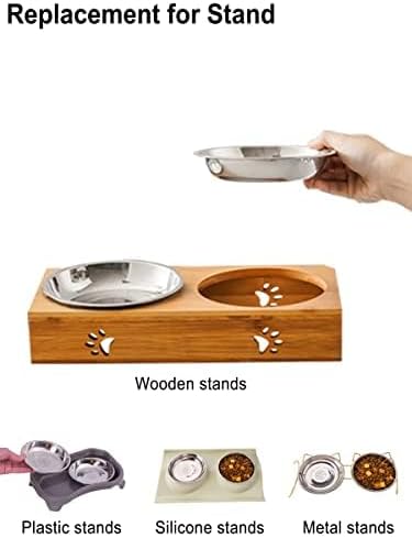 VENTION Small Shallow Cat Food Bowls, Outer Dia. 5.7 in Whisker Fatigue Cat Bowl, Stainless Steel Cat Food Dish for Indoor Cats, Set of 6 Replacement Cat Bowls for Raised Station(10.8 Fl.oz)
