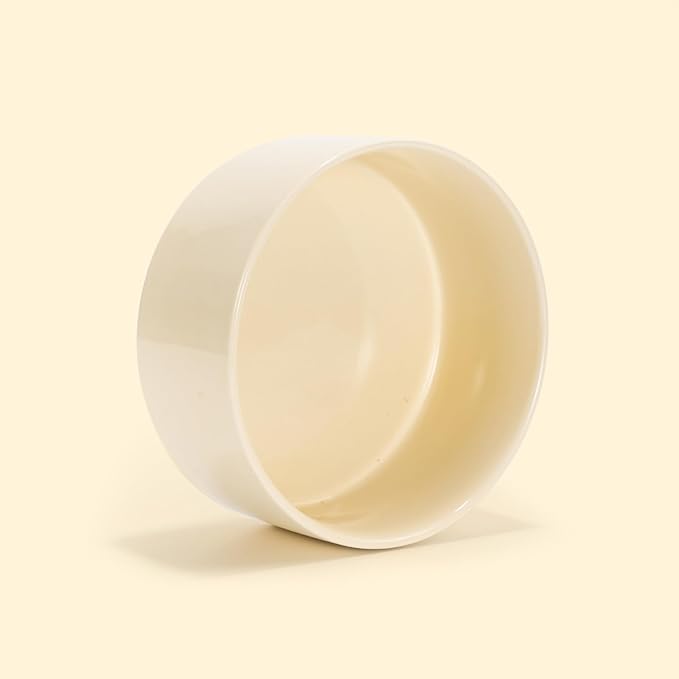 SPUNKYJUNKY 60OZ Ceramic Dog and Cat Bowl, Modern Cute Weighted Food Water Bowl for Replacement Beige (2 Pack)