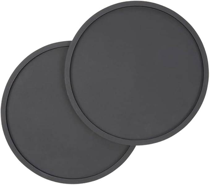 Waggo Habit Silicone Dog Placemat – Set of 2 Modern Heavyweight Silicone Dog Food Mats, Dishwasher Safe, Non-Slip, Solid Color – Black (Large, 9")