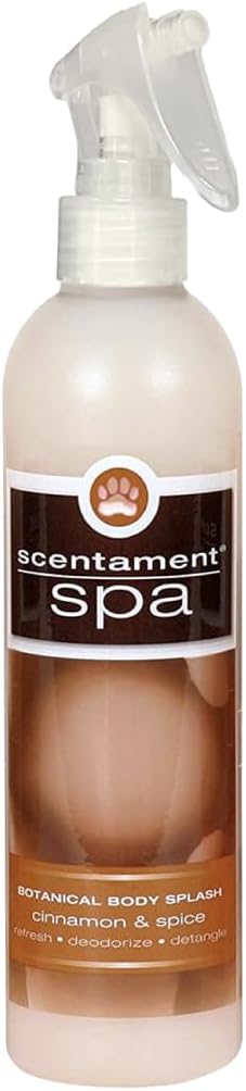 Best Shot Scentament Spa Botanical Body Splash, Body Spray Conditioner for Pets, Cat and Dog Cologne Spray, Alcohol-Free, Ready To Use, Cinnamon Spice, 8 Oz.
