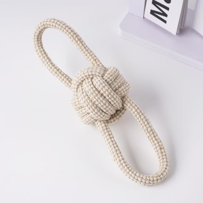 Rope Toys for Small and Medium Dogs, Chew Toys for Aggressive Chewers, Handwoven Cotton & Hemp Chew Toys with Knot and Ball, Interactive Toys for Tug of War, Training, Gum Massaging (5Pcs, Hemp Toys)