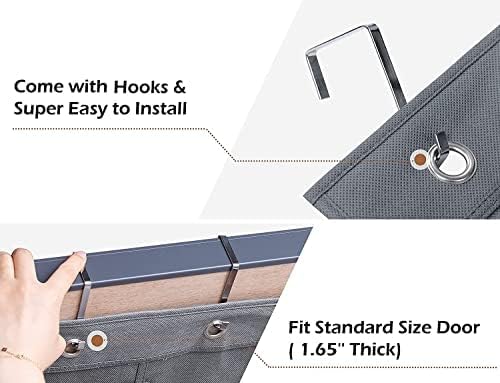 2 Pack Over the Door Shoe Organizer Hanging Shelve for Closet Clothes Storage Stuffed Animals Holder with 6 Large Pockets (Clear Pockets - 2 Pack)