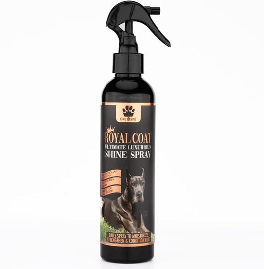 King Kanine Coat Shine Dog Spray - Royal Coat Dog Spray Deodorizer Perfume - Premium Moisturizing Coat and Shine Spray - Promotes Soft Healthy Skin - 8oz