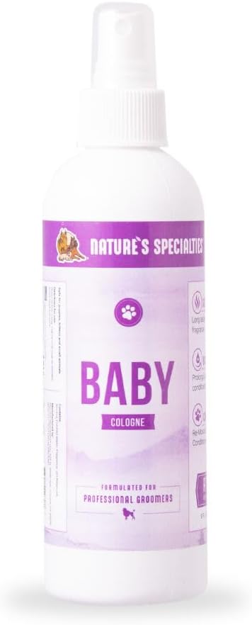 Nature's Specialties Baby Powder Scented Dog Cologne for Pets, Natural Choice for Professional Groomers, Ready to Use Perfume, Finishing Spray, Made in USA, 8 oz