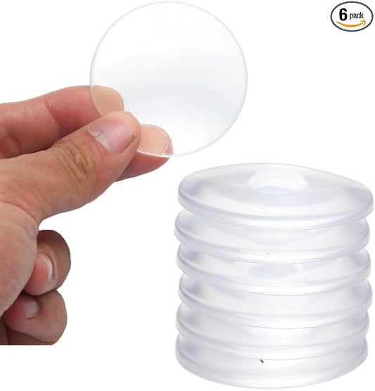 6-Pack Door Stoppers Wall Protector, 2" Self Adhesive Door Bumpers for Wall, Clear Rubber Door Knob Wall Protector, Door Stop Wall, Silicone Door Handle Stoppers for Home & Office