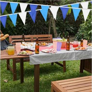 Blue Pennant Banner Garland Bunting Triangle Flag Decorations for Wedding Birthday Baby Shower Graduation Grand Opening 60Pcs