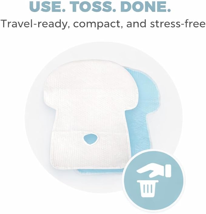 Disposable Seat Liners for Car & Travel (10-Pack), Leak-Proof Absorbent Pads, Protects Vehicle Seats, Strollers & Boosters from Spills, Odors & Moisture