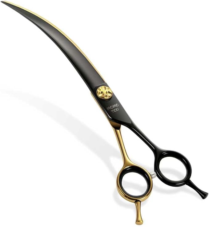 45°Super Curved Dog Grooming Scissors 440C Stainless Steel CNC 7.5'' Big Arc Curved Dog Shears Sharp and Durable for Professional Groomers