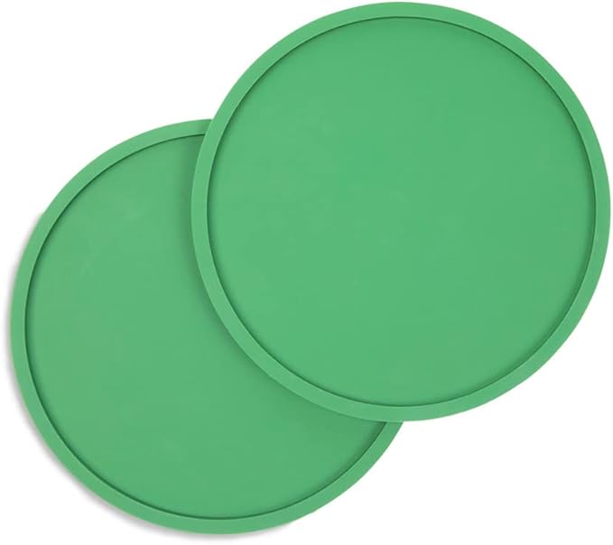 Waggo Habit Silicone Dog Placemat – Set of 2 Modern Heavyweight Silicone Dog Food Mats, Dishwasher Safe, Non-Slip, Solid Color – Forest Green (Medium, 7")