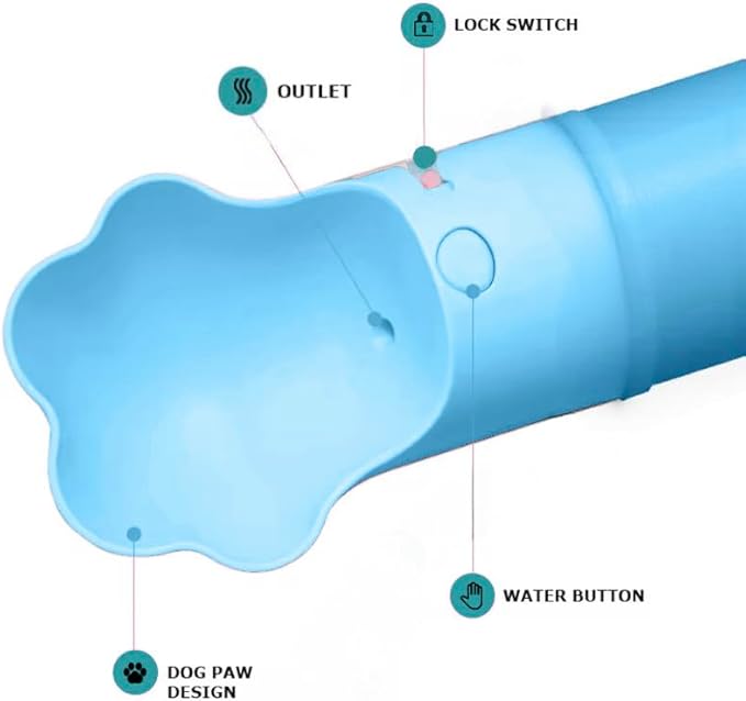 Gulp by Duna 18oz Dog Travel Water Bottle with Paw-Shaped Bowl – Insulated Stainless Steel, Leakproof & Portable with Carry Strap – Outdoor Walking, Hiking & Pet Hydration On-The-Go – Blue