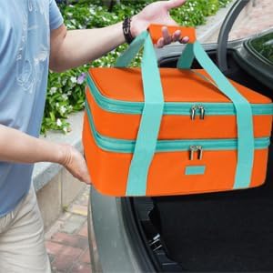 Vuudh Expandable Casserole Carrier Bag - Double Decker Food Bag, Insulated Casserole Carrier for Hot or Cold Food, Lasagna Holder Tote for Picnics,Beaches,Traveling or Gifts