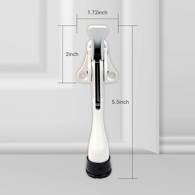 One Touch Kickdown Door Stopper, Door Holder, Heavy Duty Door Stops, Bottom of Door, Height-Adjustable Rubber Tips by HASHI (White 4 inch x 4pack)