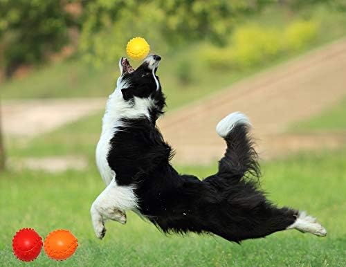 Rubber Dog Chewing Squeaky Ball Toys Fetch Play Toy for Puppy Small Medium Pets Dog Cat Pack of 3