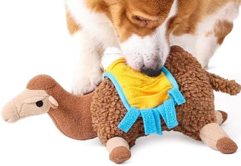 SNIFF-N-SQUEAK TOYS Camel CuddleSnuffle Plush Toy | Interactive Treat Hider for Dogs