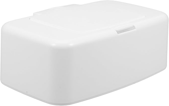 Ipetboom Baby Wipes Dispenser Box - Refillable White Plastic Wipe Container with Dust Cover Portable Wipe Holder for Nursery Living Room Kitchen Bathroom 6.69X4.13X2.36 Inches