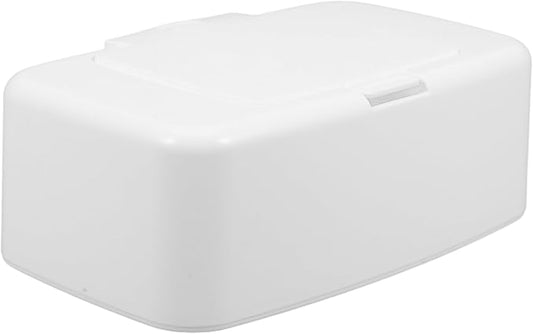 Ipetboom Baby Wipes Dispenser Box - Refillable White Plastic Wipe Container with Dust Cover Portable Wipe Holder for Nursery Living Room Kitchen Bathroom 6.69X4.13X2.36 Inches