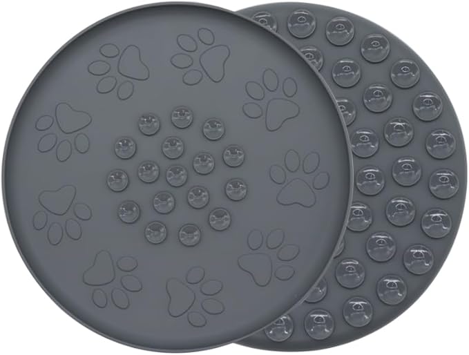 Silicone Non-Slip Mat for Pet Bowl,Basic Non-Slip Pad for Dog Bowl or Cat Bowl with Double Sided Anti-Slip Suction Cup Rotundity Bowl Pad (Gray, S-Diameter 26cm)