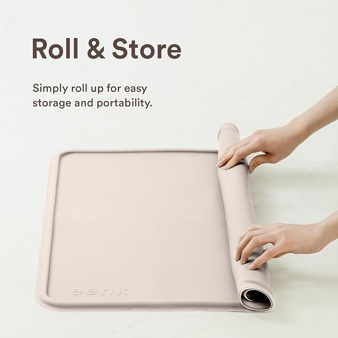 Pee Pad Tray Holder for Dogs - Fits Up to 22 x 22 in. Square Potty Training Pads No Spill Raised Lip High Edge Silicone Mat, Extra Thick and Non-Slip for Indoor Floor Protection (Small, Beige) | eenk