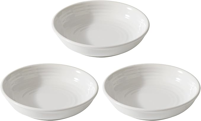 Ceramic Wide Whisker Friendly Cat Dishes, Set of 3 Ceramic Cat Bowls, Anti-Slip Indoor Kitten Feeding Food& Water Dish to Prevent Whisker Fatigue(3 Pcs, White)