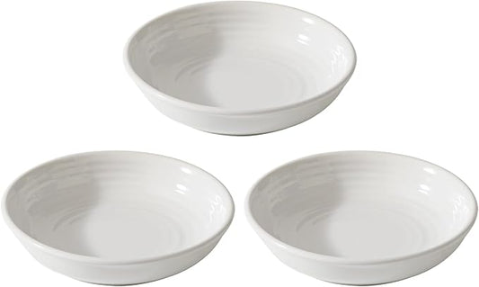 Ceramic Wide Whisker Friendly Cat Dishes, Set of 3 Ceramic Cat Bowls, Anti-Slip Indoor Kitten Feeding Food& Water Dish to Prevent Whisker Fatigue(3 Pcs, White)