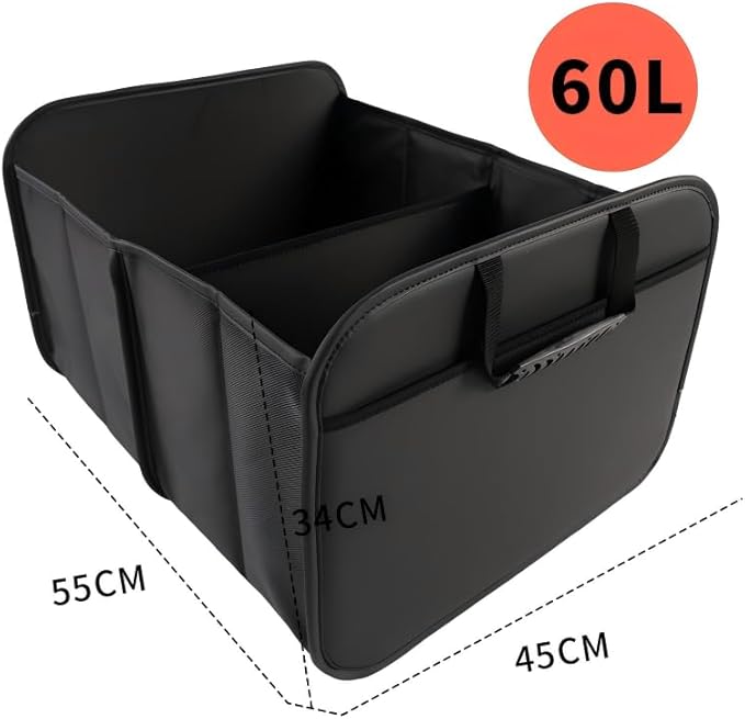 Car Trunk Organizer with, Collapsible Car Trunk Storage Organizer, Car Organizer and Storage for SUV, Truck, Sedan 21.7x17.7x13.4 Inches (Black)