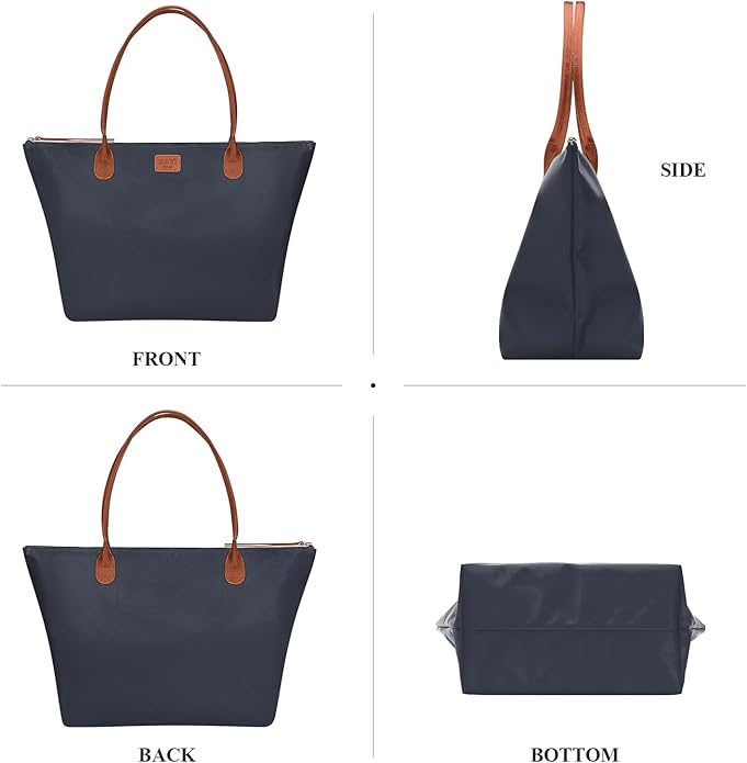 Nylon Tote Bag for Women, Large Foldable Weekend Hobo Purses for Women, Shoulder Tote Handbags with Zipper | Nylon, Large, Foldable, Weekend, Tote, with Zipper