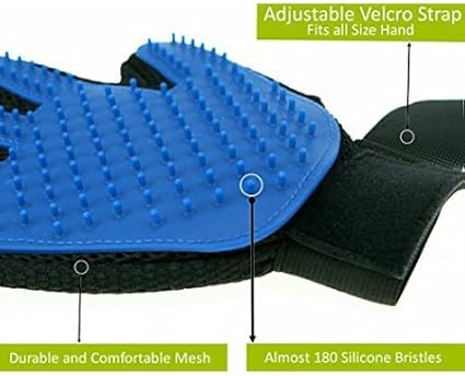 Mr. Peanut's Pet Grooming Glove – 259 Soft Silicone Pins, Breathable Mesh & Adjustable Wrist Strap – Deshedding, Massaging Mitt for Dogs, Cats, Bunnies & Horses