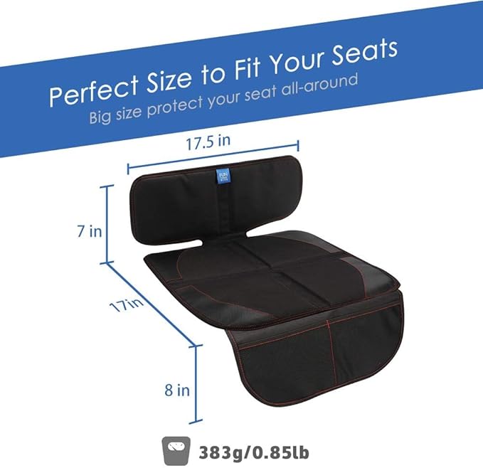 funbliss Car Seat Protector for Baby Child 2 Packs Black,Waterproof Seat Protector with Thickest Padding for Baby Car,Dog Mat,Cover Pad Protects Automotive Vehicle Leather
