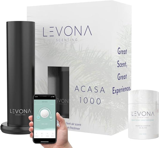 Levona Scent Waterless Diffuser: Scent Air Machine for Home - Smart Diffuser for Essential Oils - Essential Oil Plug in Diffuser for Hotel Room - Matte Black (120ml Oil Included)