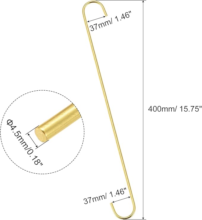 uxcell S Hanging Hooks, 16inch/400mm Extra Long Steel Hanger, Indoor Outdoor Uses for Garden, Bathroom, Closet, Workshop, Kitchen, Gold Tone, 6Pcs