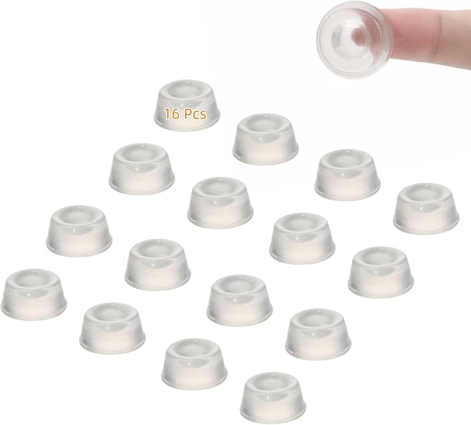 Furnigear Clear Door Bumpers - Self Adhesive Door Stoppers Wall Protectors Reduce Noise - Rubber Feet for Electronics, Speakers, Furnitures, Appliances, Audio, Laptop - Door Knob Bumper Pads (16pcs)
