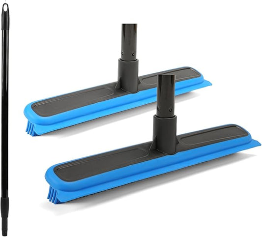 Rubber Broom for Pet Hair Removal Floor Brush with Built in Squeegee (C50900), Indoor & Outdoor Cleaning, Carpet Cleaning, Telescopic Handle Sweeping, Pet Hair Collecting