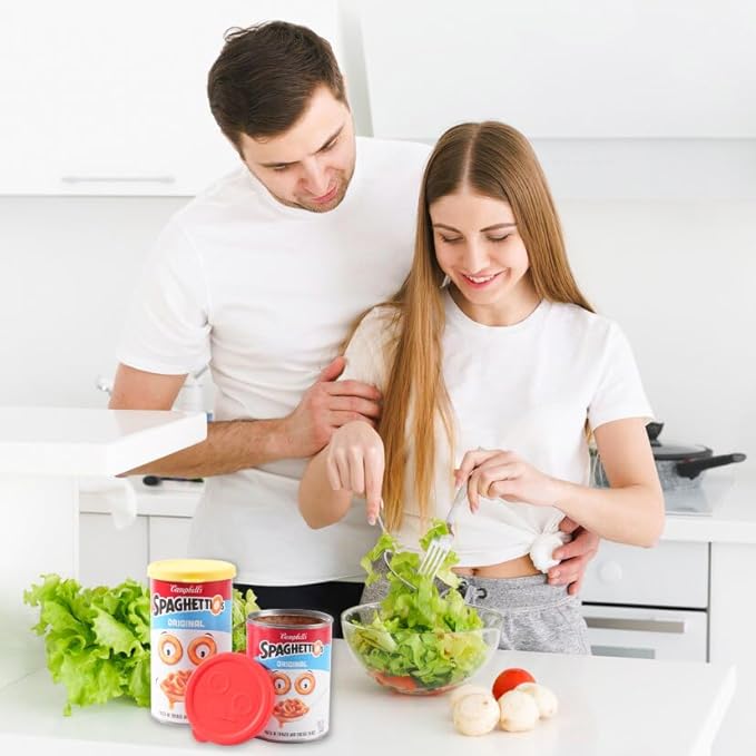 2 Packs 3.2-inch/7.8cm Silicone Lids for 15.6 oz and 15.8 oz SpaghettiOs Canned Pasta, Food Sealing Lids for Can, Can Covers for Canned Good, Freezer&Dishwasher Safe (Can NOT Included)
