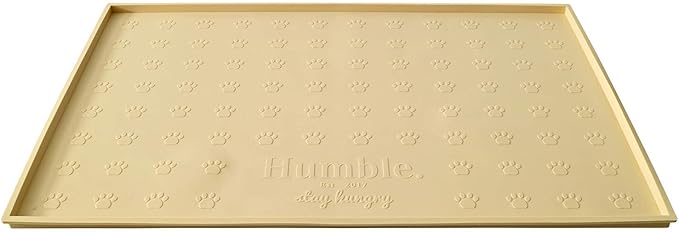 Humble Pet Food Feeding Tray - Non-Slip, Anti-Spill, Raised Dog Mat, Easy Clean Waterproof - Premium Quality Silicone - Perfect for Dog Bowl and Cat Feeding, 24x16 (Sweet Cream)