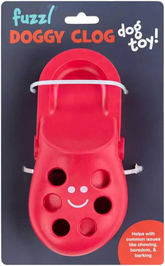 Clog Treat Toy for Dogs – Natural Rubber Chew Toy – Durable, Interactive Enrichment Feeder – Eco-Friendly, Non-Toxic & Dishwasher Safe – Red