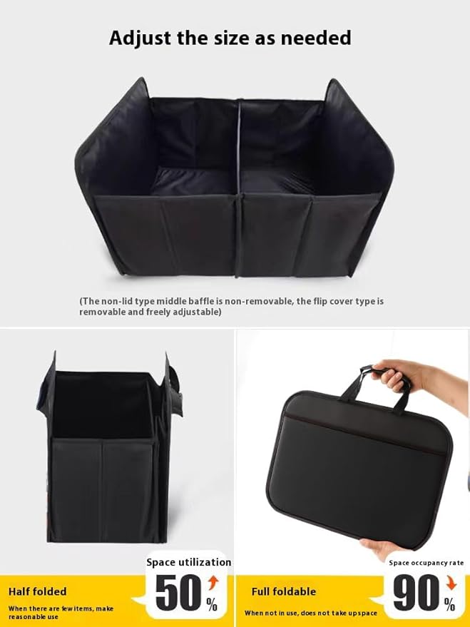 Car Trunk Organizer with, Collapsible Car Trunk Storage Organizer, Car Organizer and Storage for SUV, Truck, Sedan 21.7x17.7x13.4 Inches (Black)