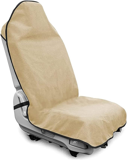 Waterproof Sweating Car Seat Cover for Post Gym Workout, Running, Swimming, Beach and Hiking, Universal Fit Non-Slip Bucket Seat Protector for Cars SUV Trucks, Machine Washable (Off-White)