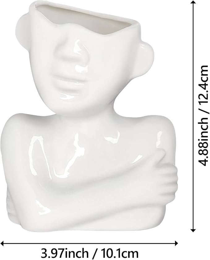 Ceramic Face Pen Holder Organizer, Female Form Face Pen Tools Storage Cup for Desk Accessories, Compact Pencil Holder for Desktop, Living Room, School, Home and Office Decor