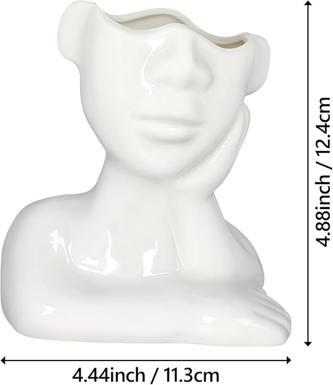 Ceramic Face Pen Holder Organizer, Female Form Face Pen Tools Storage Cup for Desk Accessories, Compact Pencil Holder for Desktop, Living Room, School, Home and Office Decor