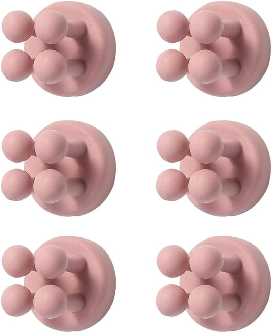 Silicone Toothbrush Holders for Bathrooms - 6 Pcs Pink Wall Mounted Shower Razor Holder