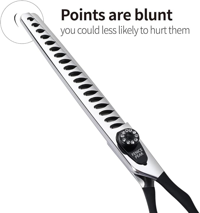 Fenice Peak 8.0'' Dog Chunker Scissors For Grooming 440C Stainless Steel Black Non-Slip Handle Sharp Blades Professional Pet Trimming Scissors for Cats Thinning Rate 75%