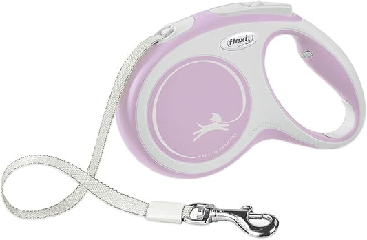 FLEXI New Comfort Retractable Dog Leash (Tape), Ergonomic, Durable and Tangle Free Pet Walking Leash for Dogs Up to 33 lbs, 16 ft, Small, Pink/Rose