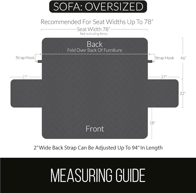 Sofa Shield Couch Slip Cover with Patented Strap, Cushion Protector, US Designed Reversible Stain and Dog Tear Resistant Slipcover, 78 inch Seat, Washable Covers for Dogs Pets Kids, White