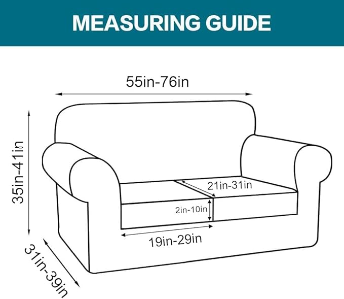 Turquoize 3 Piece Sofa Covers For 2 Cushion Couch Sofa Slipcover Soft Couch Cover For Dogs-Washable Sofa Furniture Cover With 2 Individual Cushion Covers, Thick Jacquard Fabric (Loveseat, Burnt Brick)