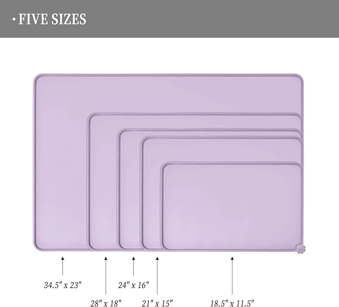 Waterproof Pet Feeding Mat with High Raised Edges, Heavier and Thicker Placemats for Cat Dog Water Bowl with BPA Free, Dogs Cats Food Mats for Messy Drinkers to Prevent Spill and Protect Floors