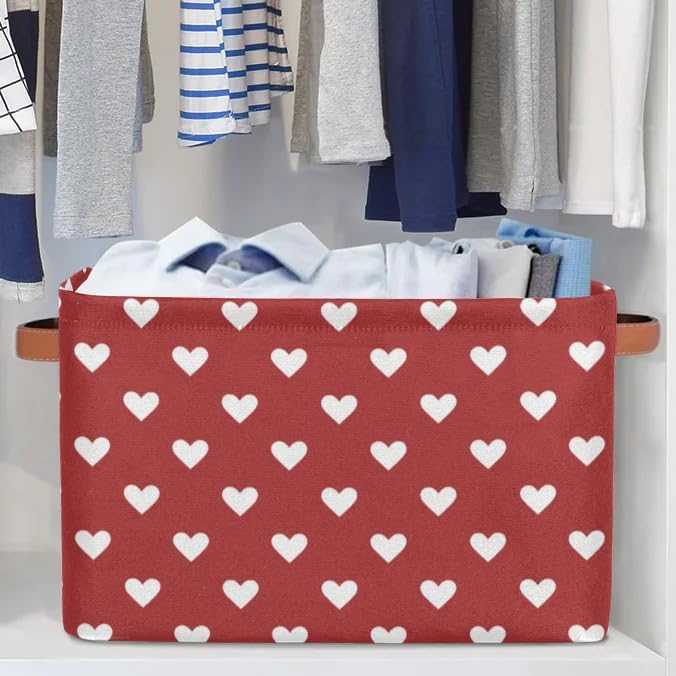 Valentines Day Cubes Storage Baskets,Love Heart Clothes Storage Box Bin,Open Shelves Basket Organizer Kid Boys Girls Toy Gifts Basket Empty for Bedroom Decorative